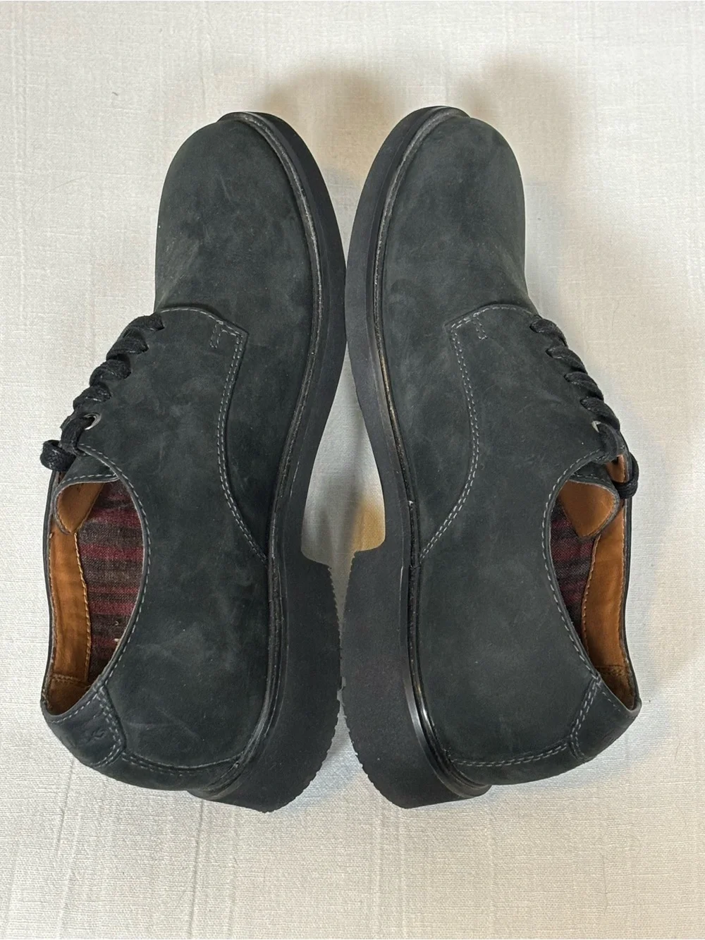 Clarks Riston Plain-Toe Lace-Up Nubuck Leather Derby Shoes-Black-Men Size 7